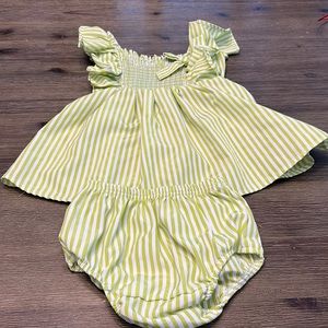 12 month baby girl outfit lime green and white colors
